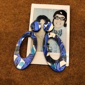 Hand painted wood earrings